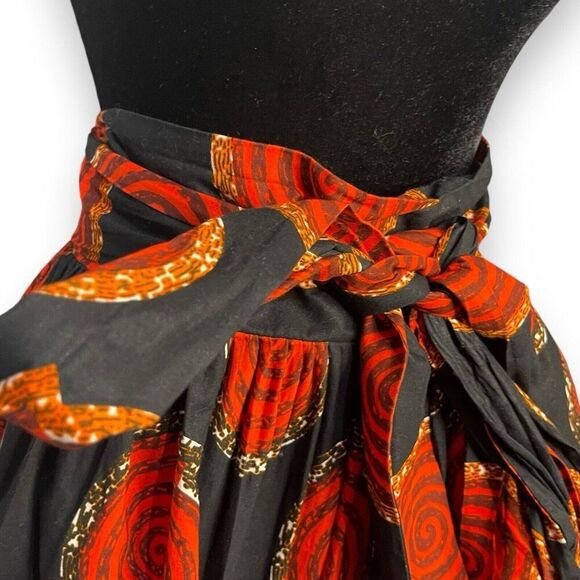 Handmade Knee Length African Print Belted Skirt Women's 1X Multicolored Casual - Picture 2 of 9